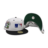 White MLB Logo Black Visor Green Bottom National League Mascots Side Patch New Era 59FIFTY Fitted