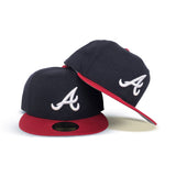 Navy Blue Atlanta Braves Red Visor Gray Bottom New Era 59Fifty True Authentic On Field Fitted