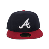 Navy Blue Atlanta Braves Red Visor Gray Bottom New Era 59Fifty True Authentic On Field Fitted