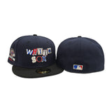 Navy Blue Chicago White Sox Black Visor Gray Bottom Comiskey Park Side Patch New Era 59Fifty Fitted
