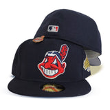 Navy Blue Chief Wahoo Cleveland Indians Gray Bottom 1995 World Series Side Patch New Era 59fifty Fitted