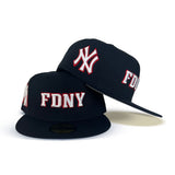 Navy Blue Fire Department City Of New York " FDNY " Gray Bottom New York Yankees Side Patch New Era 59FIFTY Fitted Hat