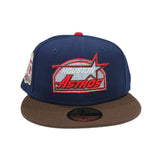 Navy Blue Houston Astros Brown Visor Pink Bottom 50th Anniversary Side Patch New Era 59Fifty Fitted