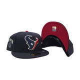 Navy Blue Houston Texans Red Bottom H-Town Skeleton Rock Hand Side Patch New Era 59Fifty Fitted