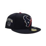 Navy Blue Houston Texans Red Bottom H-Town Skeleton Rock Hand Side Patch New Era 59Fifty Fitted