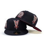 Navy Blue Los Angeles Angels Upside Down Logo Red Bottom 50th Anniversary Side Patch New Era 59Fifty Fitted