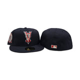 Navy Blue Los Angeles Angels Upside Down Logo Red Bottom 50th Anniversary Side Patch New Era 59Fifty Fitted