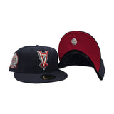 Navy Blue Los Angeles Angels Upside Down Logo Red Bottom 50th Anniversary Side Patch New Era 59Fifty Fitted