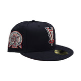 Navy Blue Los Angeles Angels Upside Down Logo Red Bottom 50th Anniversary Side Patch New Era 59Fifty Fitted