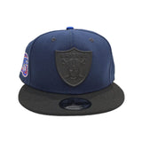 Navy Blue Las Vegas Raiders Black Visor 1998 NFL Draft Side Patch New Era Metal Badge 9Fifty Snapback