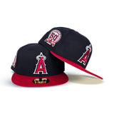 Navy Blue Los Angeles Angels Red Visor Gray Bottom 50th Anniversary Side Patch New Era 59Fifty Fitted