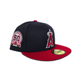 Navy Blue Los Angeles Angels Gray Bottom 50th Anniversary Side Patch New Era 59Fifty Fitted