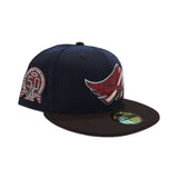 Navy Blue Los Angeles Angels Brown Visor Green Bottom 50th Anniversary Side Patch New Era 59Fifty Fitted