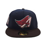 Navy Blue Los Angeles Angels Brown Visor Green Bottom 50th Anniversary Side Patch New Era 59Fifty Fitted