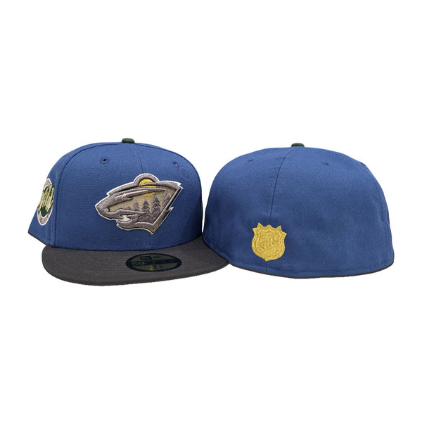 Indigo Blue Minnesota Wild Dark Gray Visor Wild Side Patch Fitted ...
