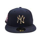 Navy New York Yankees Gold Metal Badge Gray Bottom 27th Anniversary Side Patch New Era 59Fifty Fitted