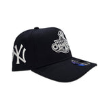 Navy Blue New York Yankees 2009 World Series Champions Curved Brim Gray Bottom Team Logo Side Patch New Era A-Frame 9Fifty Snapback