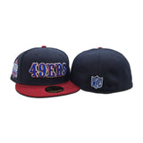 Navy Blue San Francisco 49ers Red Visor Gray Bottom 60th Season Side Patch New Era 59Fifty Fitted