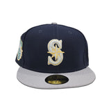 Navy Blue Seattle Mariners Gray Visor Gray Bottom Gameday Gold Pop Stars Side Patch New Era 59Fifty Fitted