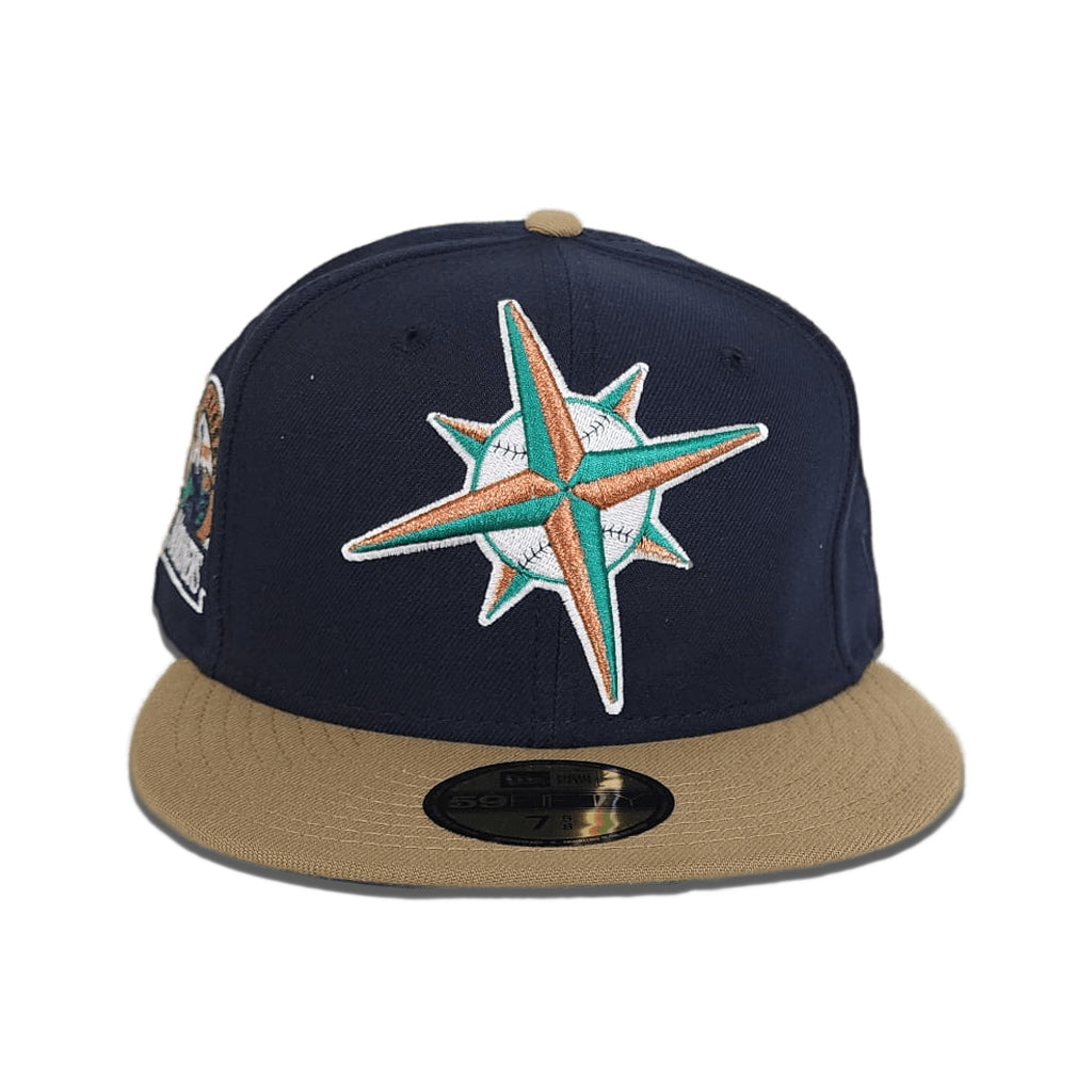 Seattle Mariners 30TH ANNIVERSARY New Era 59Fifty Fitted Hat (KHAKI BLACK  GREEN Under Brim)