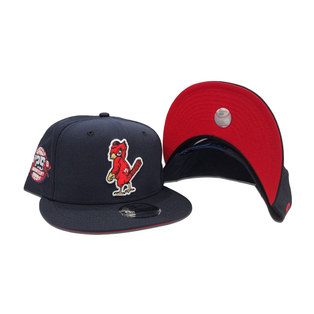 Navy Blue St. Louis Cardinals Red Bottom 125th Anniversary Side Patch New Era 9Fifty Snapback