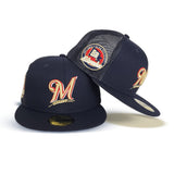 Navy Blue Trucker Milwaukee Brewers Gray Bottom 82nd Anniversary Side Patch New Era 59Fifty Fitted