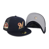 Navy Blue Trucker Milwaukee Brewers Gray Bottom 82nd Anniversary Side Patch New Era 59Fifty Fitted
