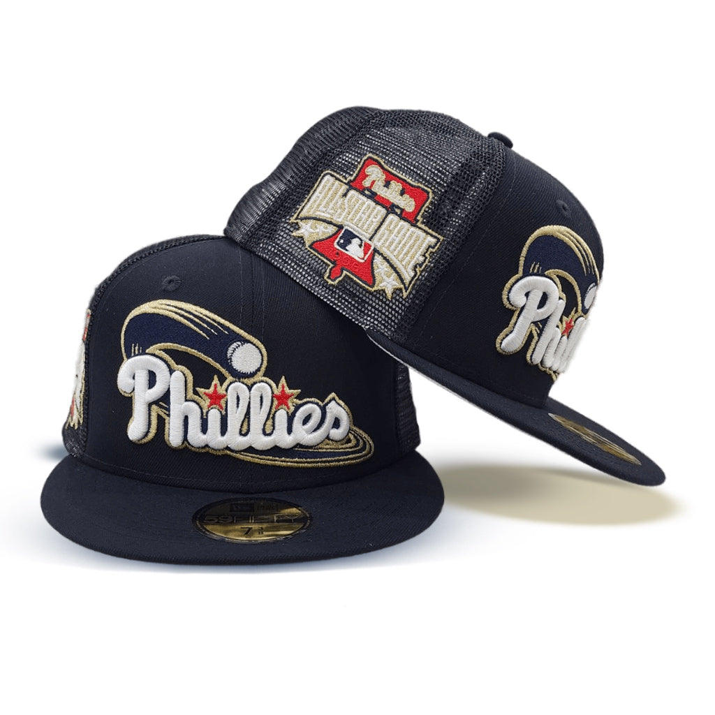 Navy Blue Trucker Philadelphia Phillies Gray Bottom 1996 All Star Game Side Patch New Era 59FIFTY Fitted 71/4