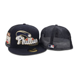 Navy Blue Trucker Philadelphia Phillies Gray Bottom 1996 All Star Game Side Patch New Era 59Fifty Fitted