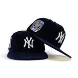 Navy Blue Velvet New York Yankees Red Bottom 2000 Subway Series Side Patch New Era 9Fifty Snapback