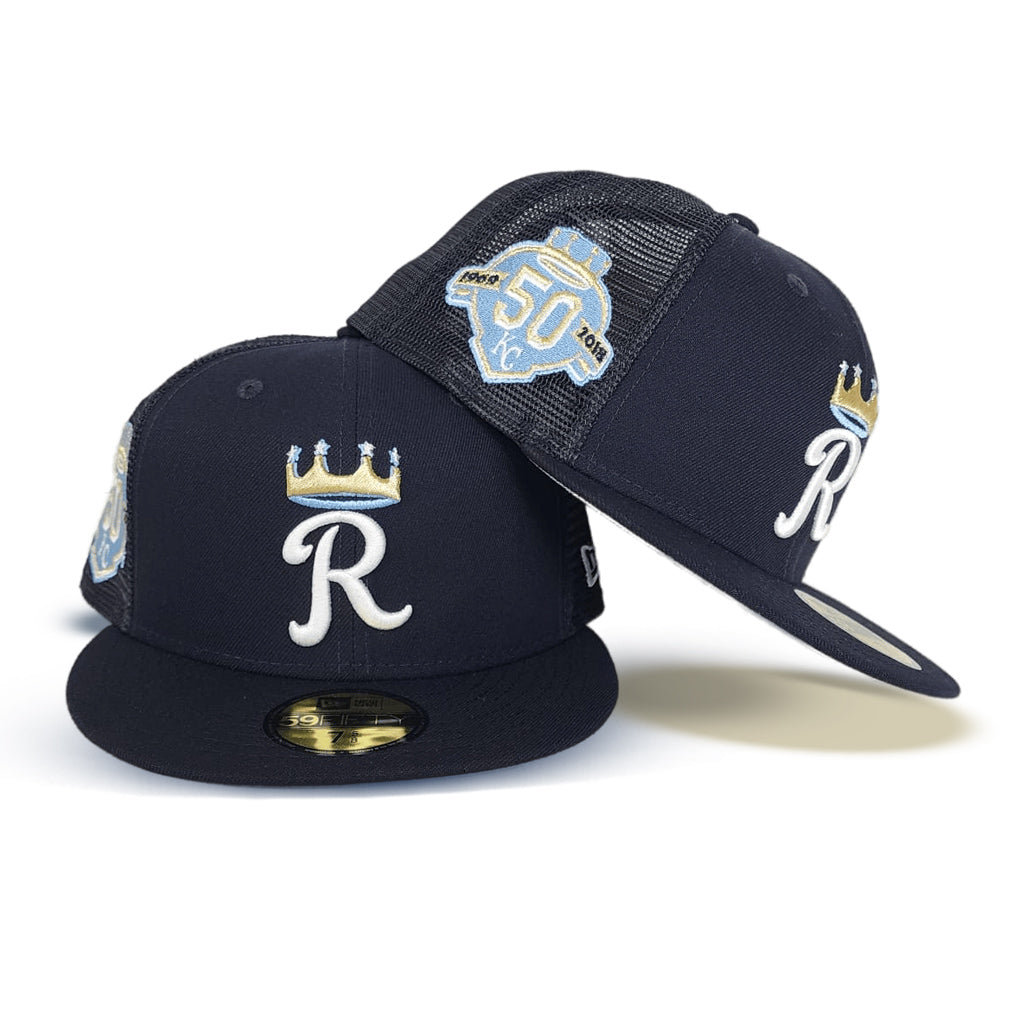 Navy Blue Trucker Kansas City Royals Gray Bottom 50th Anniversary