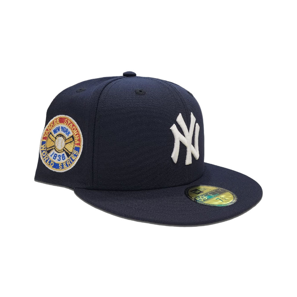 New Era Flat Brim 59FIFTY Side Patch World Series New York Yankees MLB Grey  Fitted Cap