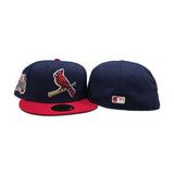 Navy Blue St. Louis Cardinals Red Visor Gray Bottom Busch Stadium Side Patch New Era 59Fifty Fitted