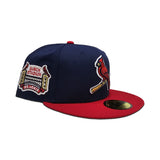 Navy Blue St. Louis Cardinals Red Visor Gray Bottom Busch Stadium Side Patch New Era 59Fifty Fitted