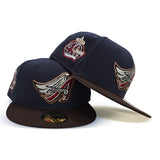 Navy Blue Los Angeles Angels Brown Visor Gray Bottom 40th Season Side Patch New Era 59Fifty Fitted