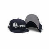 Navy Blue Old English Queens Gray Bottom Statue of Liberty New York NY Patch New Era 9FIFTY Snapback Hat