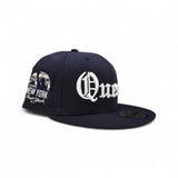 Navy Blue Old English Queens Gray Bottom Statue of Liberty New York NY Patch New Era 9FIFTY Snapback Hat