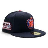Navy Blue New York Knicks Apple Logo Gray Bottom 1973 Always Knicks New York Forever Side Patch New Era 59Fifty Fitted