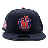 Navy Blue New York Knicks Apple Logo Gray Bottom 1973 Always Knicks New York Forever Side Patch New Era 59Fifty Fitted