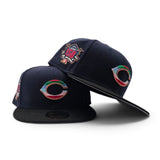 Navy Blue Cincinnati Reds Black Visor Gray Bottom 150th Anniversary Side Patch New Era 59Fifty Fitted
