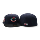 Navy Blue Cincinnati Reds Black Visor Gray Bottom 150th Anniversary Side Patch New Era 59Fifty Fitted