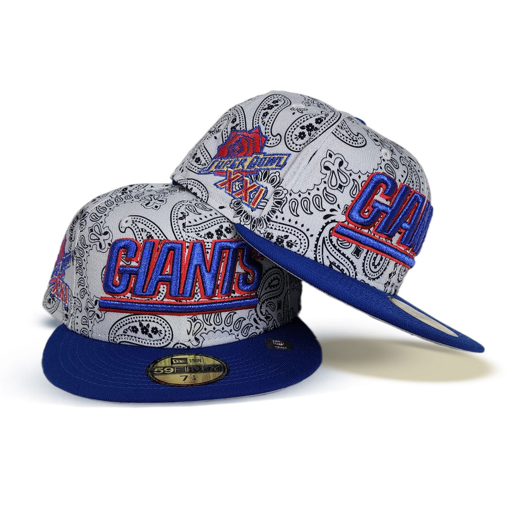 Gray Paisley New York Giants Royal Blue Visor Gray Bottom Super