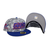 Gray Paisley New York Giants Royal Blue Visor Gray Bottom Super Bowl XXI Side Patch New Era 59Fifty Fitted