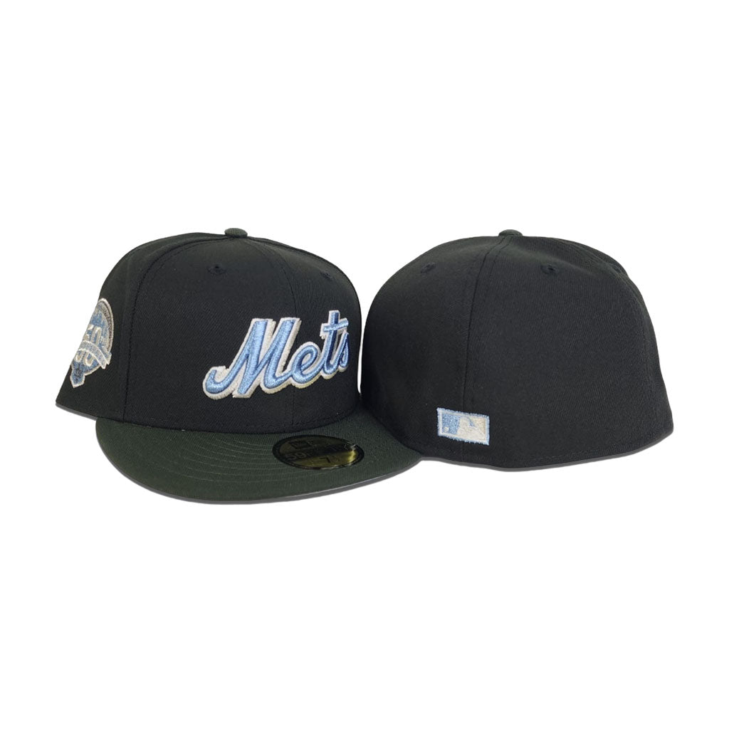 Black New York Mets Olive Green Visor Gray Bottom 50th Anniversary Side Patch New Era 59Fifty Fitted