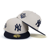 Stone New York Yankees Navy Blue Visor Gray Bottom 1998 World Series Side Patch New Era 59Fifty Fitted