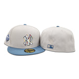 Stone New York Yankees Brush Logo Blue Visor Gray Bottom 1998 World Series Side Patch New Era 59Fifty Fitted