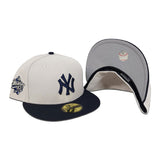 Stone New York Yankees Navy Blue Visor Gray Bottom 1998 World Series Side Patch New Era 59Fifty Fitted