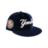 Navy Blue Velvet New York Yankees Gray Bottom 1949 World Series Side Patch New Era 59Fifty Fitted
