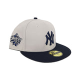 Stone New York Yankees Navy Blue Visor Gray Bottom 1998 World Series Side Patch New Era 59Fifty Fitted