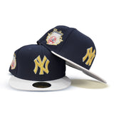 Navy Blue New York Yankees White Visor Gray Bottom Gameday Gold Pop Stars Side Patch New Era 59Fifty Fitted